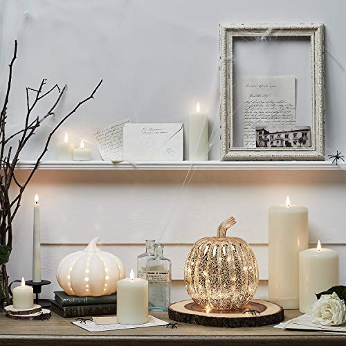 Lights4fun Set Deko Kürbis Glas mit TruGlow® LED Kerzen Neutral Deko Halloween Herbst Deko