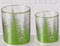 Windlicht Set 2-teilig – Teelichthalter aus Glas mit hellgrüner Tannenwald-Silhouette – stilvolle Winter- & Weihnachtsdeko – 8×10 cm & 7×9 cm (Winterwald hellgrün 2er Set)