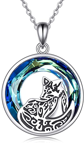 YAFEINI Fuchs Halskette Sterling Silber Celtic Ethnic Fuchs Pendelland Halskette Vintage Fuchs Schmuck für Frauen