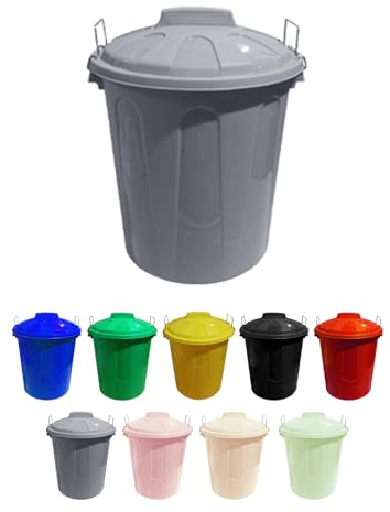 Jardin202 - Cubo Basura de plástico con Tapadera | Cubo almacenaje y reciclar (50 litros, Gris)