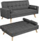 Yaheetech 3 Seater Fabric Sofa Bed Click Clack Modern Sleeper Sofa Settee with Cushions for Living Room/Guest Room, Dark Grey