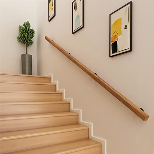 Wooden Handrails Stair Banister Kit Hand Rails Stairs with Fittings Wall Mounted Anti-Slip Wood Staircase Handrail for Indoor Kindergarten Corridor Villa Loft, 50~600cm