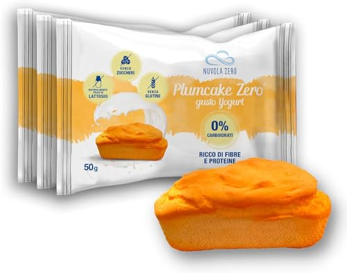 Nuvola Zero – Plumcake Zero mit Joghurtgeschmack ohne Kohlenhydrate, laktosefreier, zuckerfreier, glutenfreier Snack, reich an Ballaststoffen, Packung mit 3 Stück, hergestellt in Italien