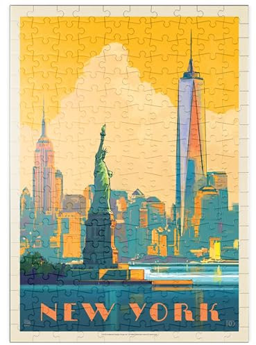 MyPuzzle New York City: Skyline Glow, Vintage Poster - Premium 200 Teile Puzzle - MyPuzzle Sonderkollektion von Anderson Design Group