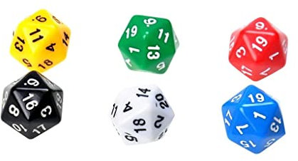 Tiuimk Set of 6 Colorful 20-Sided Gaming Dice for Tabletop Games