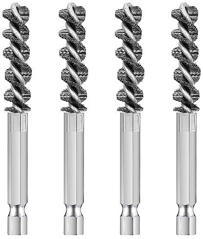 4 Pcs Golf Clubs Head Hosel Brush, Golf Club Brush, Golf Stainless Steel Hosel Wire Brush Electric Drill Cleaning Wire Brush Tool, Hex Shank Handle Electric Drill Wire Brush for Wood and Iron, Sliver