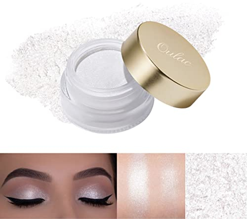 Oulac Glitzer Lidschatten weiß| Lidschatten & Highlighter Duo| Glitzer Schmink| Wasserfest & Langlebig| Glitzer Finish| Verblendbares & faltenfreies Augen-Makeup| Vegan |06g (01)