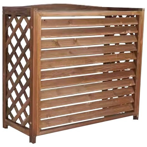 Cache Climatiseur Exterieur Bois Imperméable Cache Clim Exterieure Protection Climatiseur Exterieur Décoration pour Balcon et Terrasse 3 Tailles (Size : Small)