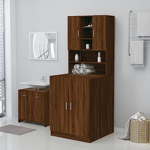 prissent Mobile per Lavatrice Rovere Marrone 71x71,5x91,5 cm Mobile Lavatrice Salvaspazio Mobiletto Bagno Salvaspazio Lavanderia Mobili Mobiletto Lavatrice Adatto Per Bagni o Lavanderia