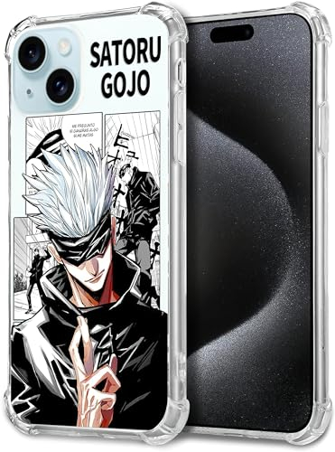 VIFIZLCCS Anime 2 Clear Hülle für iPhone 15 Plus, Weiche Silikon Anti-Kratzer Schutz mit 4 Ecken Airbag, Anime Manga Transparent Hülle 6,7 Zoll Universal