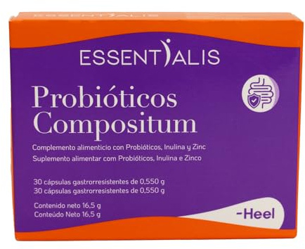 HEEL ESSENTIALIS PROBIOTICOS COMPOSITUM 30 cap. - einfach in die Tagesroutine zu integrieren, Nahrungsergänzungsmittel in Tablettenform, Dose mit 30 Kapseln und erleichtert die Pflege von