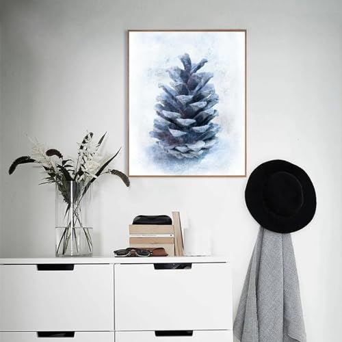 Yangld Tannenzapfen-Leinwand-Kunstdruck, Bilder, Retro-Zuhause, nordischer Stil, tropische Pflanzen, Tannenzapfen-Leinwandgemälde, Heimdekoration, 50 x 75 cm, ohne Rahmen