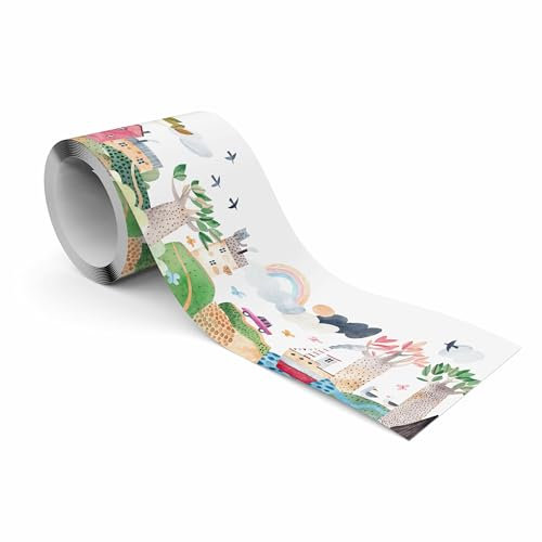 Muralo - Selbstklebende Bordüre - Tapetenbordüre Wandbördure - Dekorative Wandtatto für Wände, Möbel, Decken, Tapeten, Wandverkleidungen, Türen - Märchenland - Br.10cm x Hö.300cm