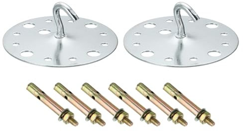 PATIKIL 264lbs 115mm Steel Ceiling Hooks, 2pcs Ceiling Fan Hook Pad Eyes Plate Wall Hanger Hardware with Mounting Screws for Hanging Lamp Plant Baskets