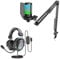 FIFINE Gaming Mikrofon mit Arm und PC Headset, USB Microphone Kit und Over Ear Kopfhörer mit Kabel, Headphone mit 3 EQ Modi für Podcast Streaming Studio MAC PS4 PS5 (A6T+H6