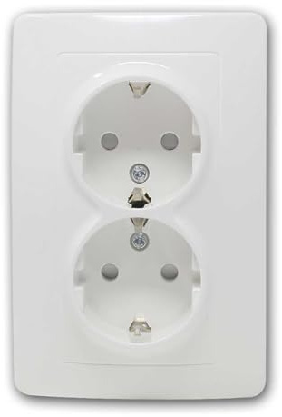 world-trading-net - 2-fach Schutzkontakt-Steckdose in weiß, Doppelsteckdose, Unterputz Einbau in einer UP-Dose, praktische Steckdosenerweiterung