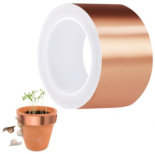 Nepfaivy Schneckenschutz Kupferband gegen Schnecken Selbstklebend- 70mm × 20m Schneckenabwehr Kupferband Hochbeet Gärten Balkone für Pflanzenschutz, Kupferfolieband EMI Abschirmband