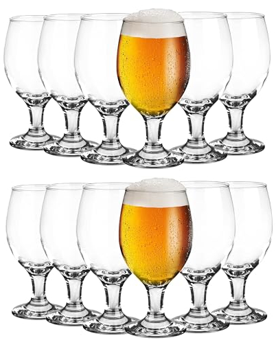 KIAPPO Pokal Biergläser Set 400 ml - 12 Stück Gläser für Bier - Wassergläser - Beer Glass - Sektgläser - Trinkgläser - Hochwertige Gläser für Cocktails, Saft, Wasser