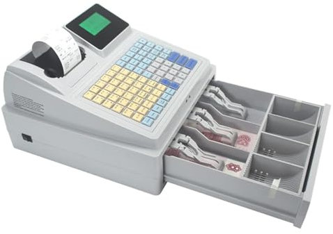 Lakenbroade Registrierkasse, elektronisches Registrierkassen-Kassensystem mit Beleg- und Journaldruckern, 81 Tasten, RS232- und USB-Schnittstellen, Registrierkasse für kleine Unternehmen