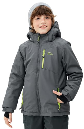 SMONTY SNOWER Jungen Schneejacke mit abnehmbarer Kapuze, Skijacke, extra warm, Wintermantel