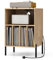 CASART Record Player Stand, Turntable Stand with Charging Station, Metal Legs & Cable Hole, Vinyl Record Storage Cabinet Holds up to 150 Albums End Table for Living Room Bedroom (Natural)