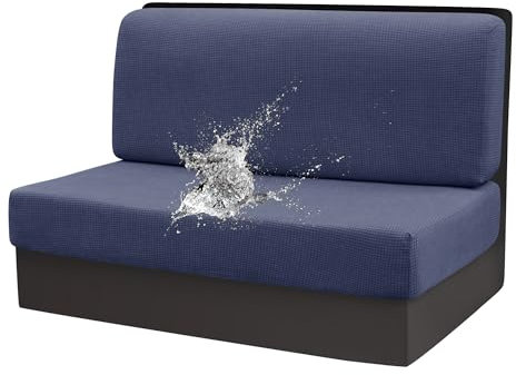 77Tkiop 1/2 Satz Camper Kissenbezüge - RV Dinette Kissenbezüge,Waschbarer Loveseat Sofa Möbelschutz, Sofa Couch Schonbezüge,Jedes Set enthält 1 Rückenlehnenbezug + 1 Sitzbankbezug (1, Marineblau)