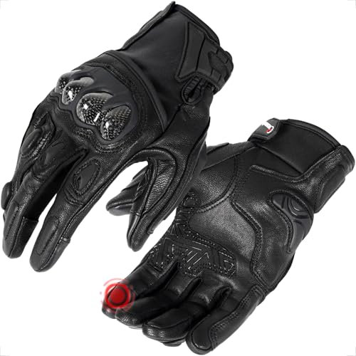 evermotor Leder-Motorradhandschuhe für Damen und Herren, Touchscreen, Knöchelschutz, Motorbike-Handschuhe für BMX, ATV, MTB, Straßenrennen, Radfahren, Klettern, Roller, Moped und Motocross, XXL