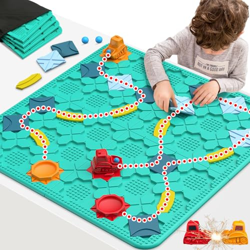 COSICOSY Kids STEM Board Game, Logical Road Builder Puzzle, Ages 4-8 | Large 56 x 56cm board, 200+ challenges, 4 difficulty levels, Montessori birthday gift for kids ages 4-8