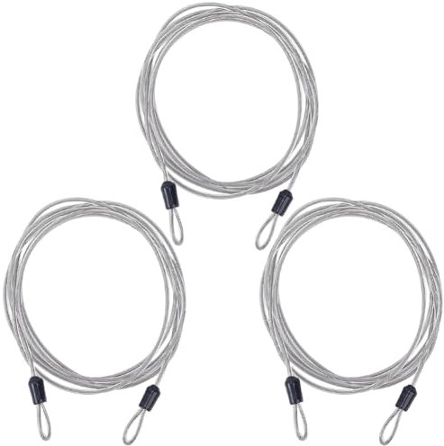 GORGECRAFT 3 Cable de Seguridad de 2m de Largo para Cerradura de Equipaje Cable de Seguridad de Acero Inoxidable Trenzado de 3mm Cuerda de Alambre de Doble Bucle Cadenas de Seguridad Ligeras