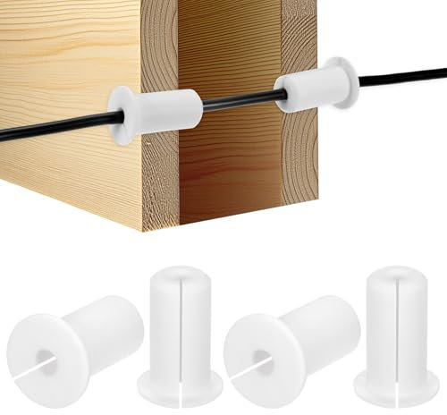 M METERXITY Kit di Instradamento Cavi 4-Pz, per Foro Muro 3/4 Pollici Passacavo Passacavo, Boccola di Copertura Foro Muro per Cavo Ethernet [Lunghezza 38mm, Bianco]