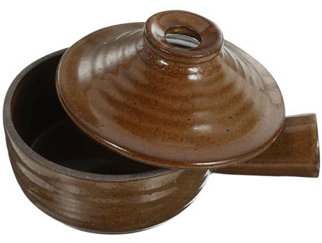 SHOWERORO Cazuela Con Tapa De Barro Para Cocinar Sopa Para Arroz y Uso Cocina Familiar Material Resistente Altas Temperaturas