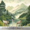 Papier Peint Panoramique Aquarelle Montagnes Forêt Nature 300×210 cm, Papier Peint Géant 3D Salon Chambre Salle à Manger Chambre d'Enfant Décoration Murale