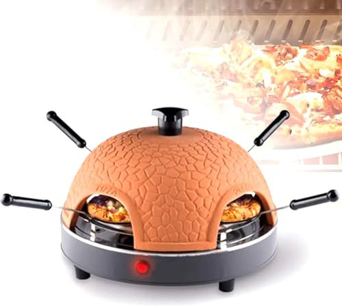 Mavdecll Electric Pizza Oven, Mini Pizza Bake Oven Terracotta Dome Countertop Safe 5-7 Minutes Quick Cooking Mini Smokeless Ceramic Pizza Maker for 4 Persons