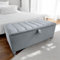 Harveys Living Ottoman Storage Box - Penal Style Engineered Wood Luxurious Plush Velvet Ottoman Storage Bench - (Grey Plush, Legs)