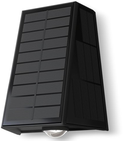 CALEX Matera Solar Wall Light, Up and Down, Waterproof, Black | Charges by day via the integrated solar panel, featuring USB-C backup charging on cloudy days