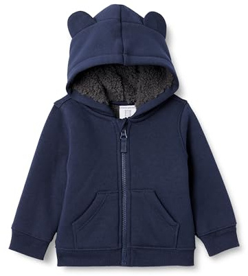 Amazon Essentials Unisex - Bimbi 0-24 Felpa con Cappuccio Sherpa Foderata con Cerniera