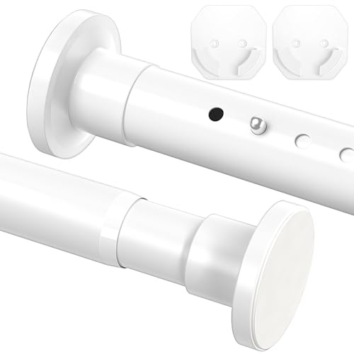WELDUN Vorhangstange ohne Bohren 98-150cm Gardinenstange ohne Bohren Φ32mm Duschvorhangstange inkl 2 Wandsockel Metall Teleskopstange Spannstange Klemmstange für Badezimmer und Fenster Weiß