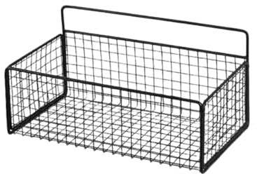 Wandkorb Hängend Metallkorb zum Aufhängen – Selbstklebender Hängekorb ohne Bohren, Stabiler Drahtkorb für Küche, Badezimmer & Dusche, Aufbewahrungskorb für Familien, Mieter & Studenten (Schwarz)