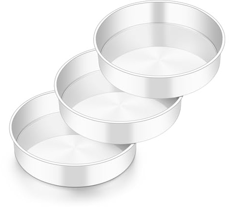 HaWare Cake Tin Set of 3, 7 inch Stainless Steel Round Cake Pan for Baking Roasting Serving, Layer Cake Tin for Birthday Wedding, Healthy & Non-Toxic, Mirror Polished & Dishwasher Safe (18cm)