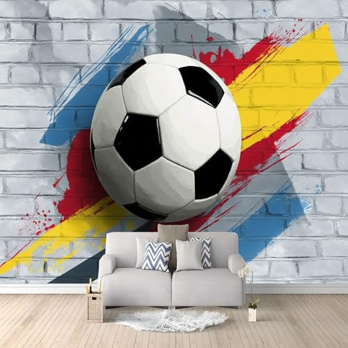 Générique Papier Peint Panoramique Football Style Graffiti Carrelage Mural 500x280 cm Papier Peint Poster Mural 3D, Tapisserie Photo Peinture Murale Intissé Fresque pour Salon Chambre Toile Fond TV