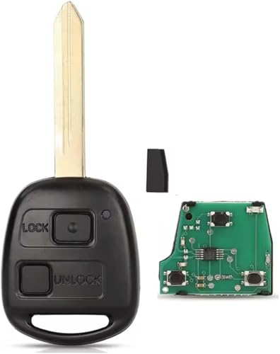 ProPlip - Llave completa con electrónica a programar compatible con Toyota Corolla Yaris Avensis 434MHz transpondedor 4C 2 botones hoja Toy47 mando a distancia en blanco