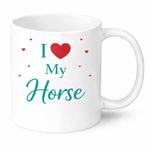 Brew Crew Gifts I Love My... Ceramic Mug, Red Heart Design, Gift for Family and Friends, Coffee Tea Cup with Handle I Love My... (Horse)