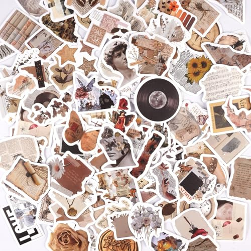 200 Stück 1x1cm Vintage Sticker Aesthetic Aufkleber | Ästhetische A ufkleber, Leseaufkleber, Vintage Sticker Set für Laptop, Wasserflaschen, Tagebuch, Scrapbook