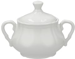 H&H Zuccheriera Alba in Porcellana Bianca 25 cl – Eleganza e Versatilità, Profilo Festonato, Ideale Casa e Ristorazione