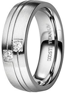 DOOSTI Damen Freundschaftsring/Partnerring Light mit Zirkonia Titan mit Gratis Gravur