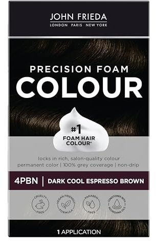 John Frieda Precision Foam Colour Hair Dye, Dark Cool Espresso Brown, 1 application. by John Frieda