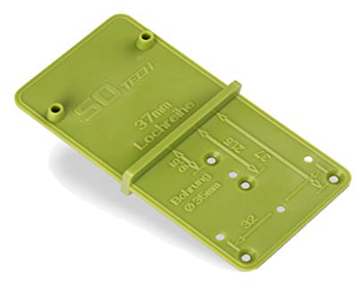 SO-TECH® Bohrschablone EasyGreen für Topfbohrungen Ø 26 und 35 mm, 32er Lochreihen und Exzenter Verbindungsbeschläge