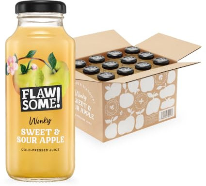 Flawsome! Sweet & Sour Apple Juice – No Added Sugar, 100% Cold-Pressed Pure Juice, Vegan Craft Juice – No Sweeteners, Not from Concentrate (12x250ml)