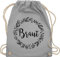 Turnbeutel Rucksack - Braut Blumenkranz schwarz - Unisize - Hellgrau - jungesselnabschied blumen rucksäcke beutel jga hen party accessories jungesellenenabschied sackerl poltern frauen outfit