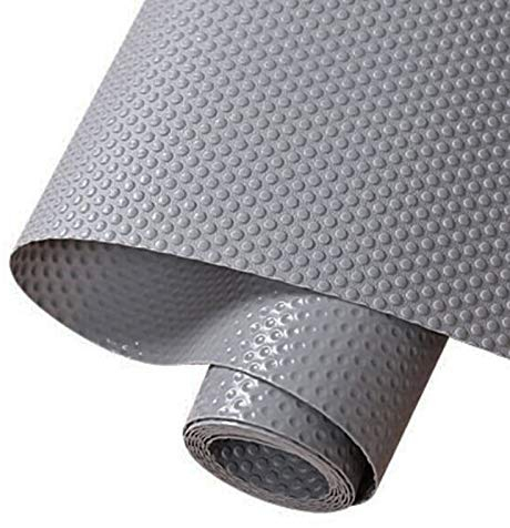 Hersvin 30cmx150cm Plastico Protector para Cocina Cajones, Alfombras Non Adhesivo para Nevera Mueble Fregadero Estante Organizador Cubiertos EVA Cubre Encimera(Gris Oscuro/Punto)